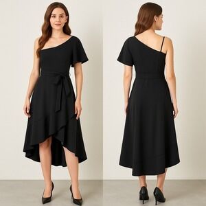 Grace Karin Women's Black One Shoulder Hi-Low Asymmetrical Dress Size L New  NWT